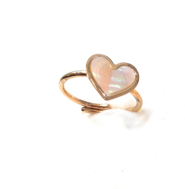 Anello regolabile a fascia con cuore placcato oro rosa in argento 925‰