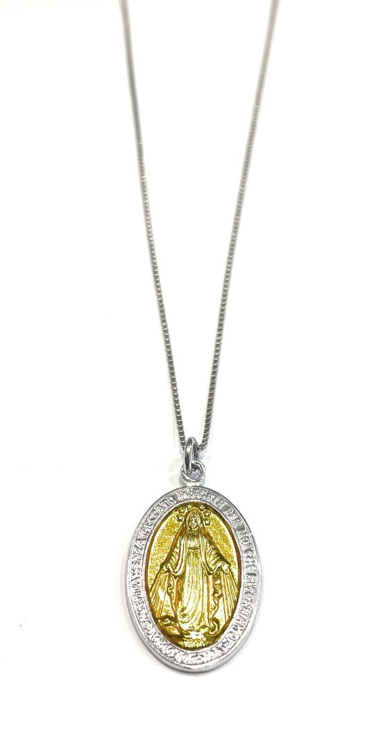 Collana donna madonnina miracolosa dorata argento 925% misura 45 cm